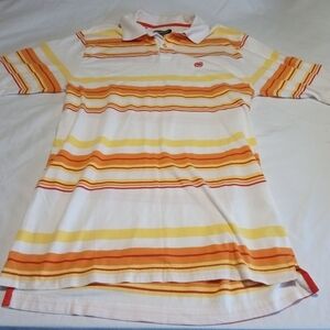 Ecko Unlimited Men's Striped Polo Shirt - White, Yellow, Orange